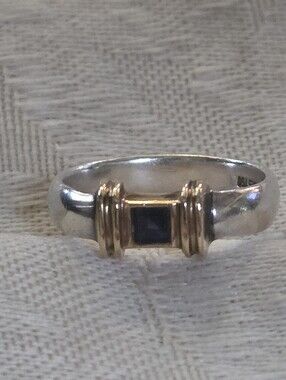 Tiffany & Company Sapphire Ring in Sterling Silver & 18k Gold, Size 4.75